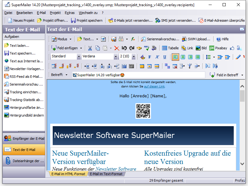 Newsletter Software und E-Mail Marketing Software zum HTML Newsletter erstellen, Newsletter versenden und Serien E-Mails und Serien E-Mails versenden